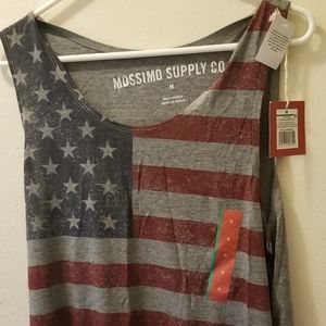 American flag gray heathered wide arm tank top